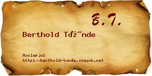 Berthold Tünde névjegykártya
